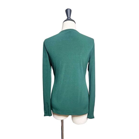 Carmen Marc Valvo Long Sleeve Embellished Green Shirt Blouse XSmall - Picture 3 of 4